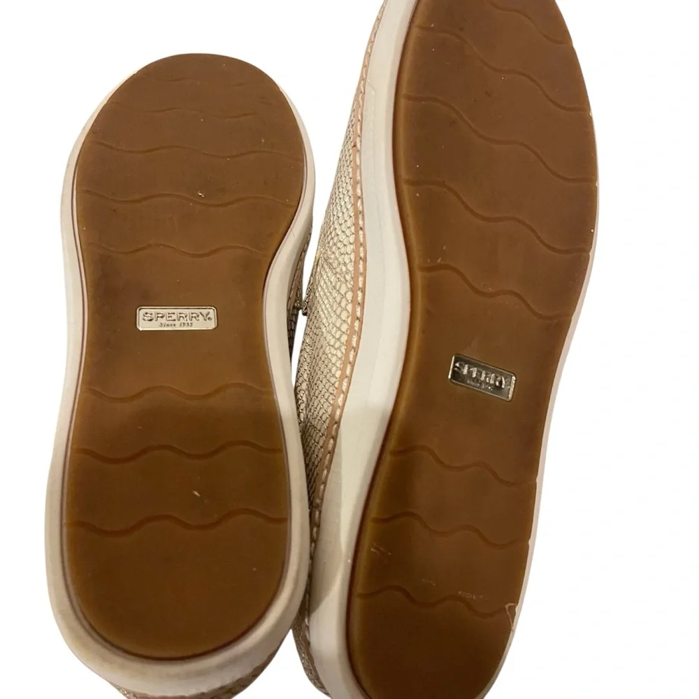 Women's SPERRY Gold Cup Gold Slip Ons Reptile Sneakers Shoes - Picture 7 of 7